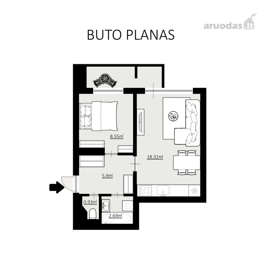Parduodamas 1 Kambario Butas Vaduvos g., - nuotraukos Nr. 18