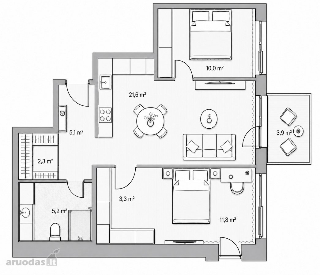 Naujai ir kokybiškai įrengtas 3 kambarių - nuotraukos Nr. 51