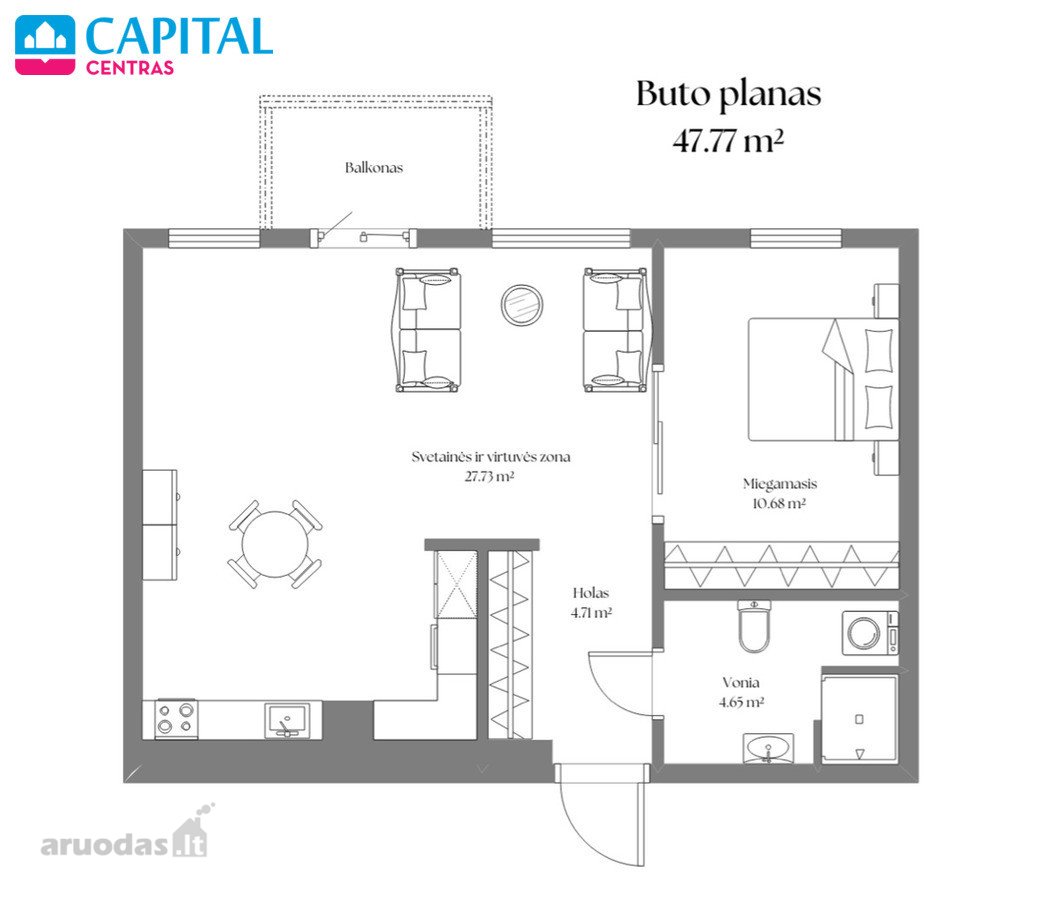 Nuomojamas Erdvus 2 Kambarių Butas Šv. - nuotraukos Nr. 30