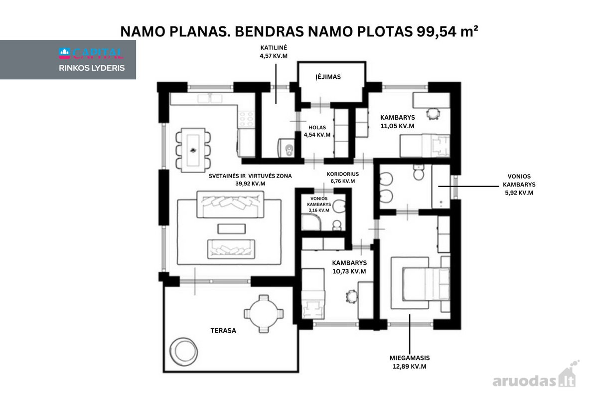 Parduodamas A++ Klasės Vieno Aukšto Namas - nuotraukos Nr. 12