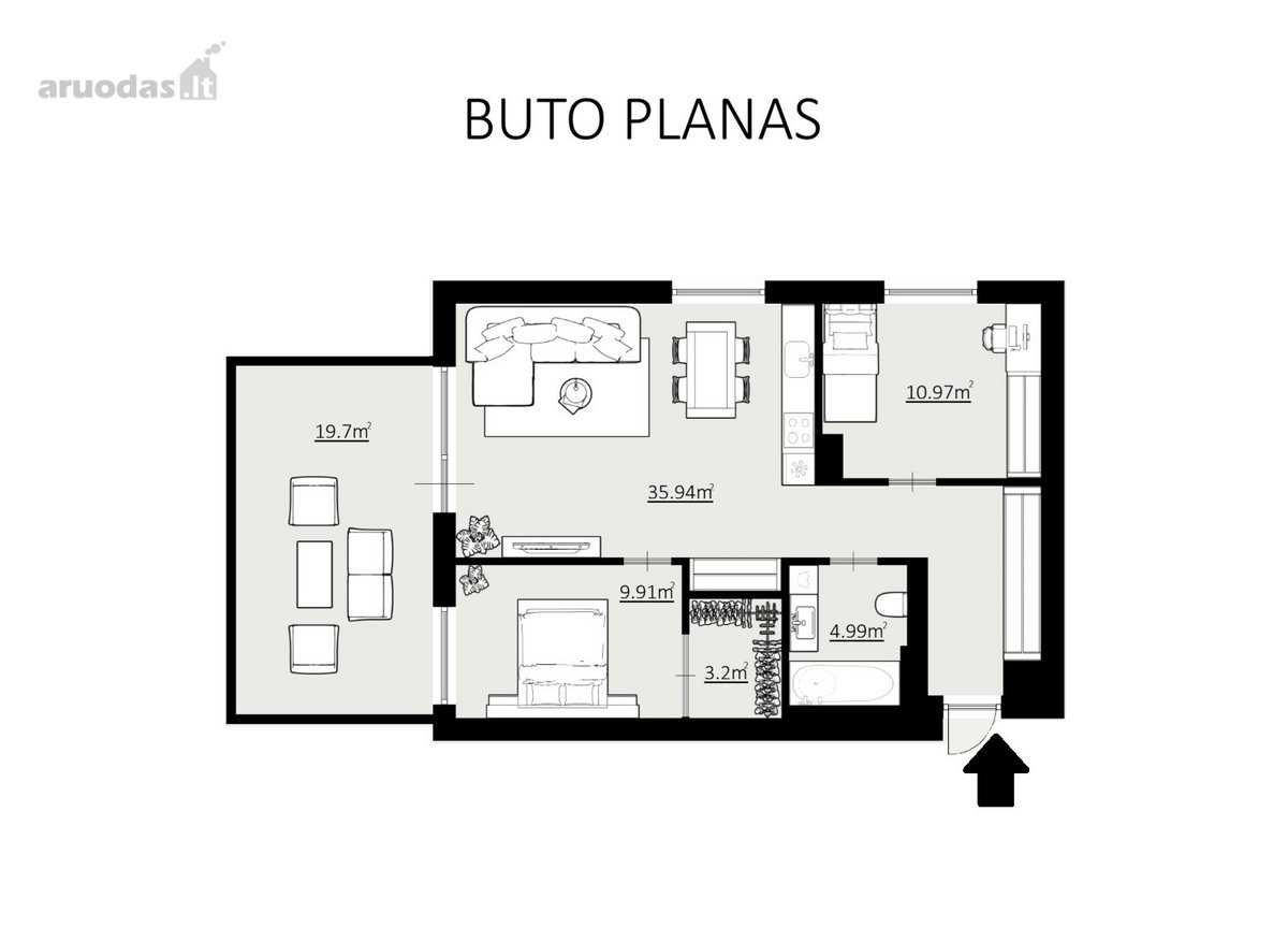 Parduodamas Jaukus 3 Kambarių Butas Su Terasa - nuotraukos Nr. 30