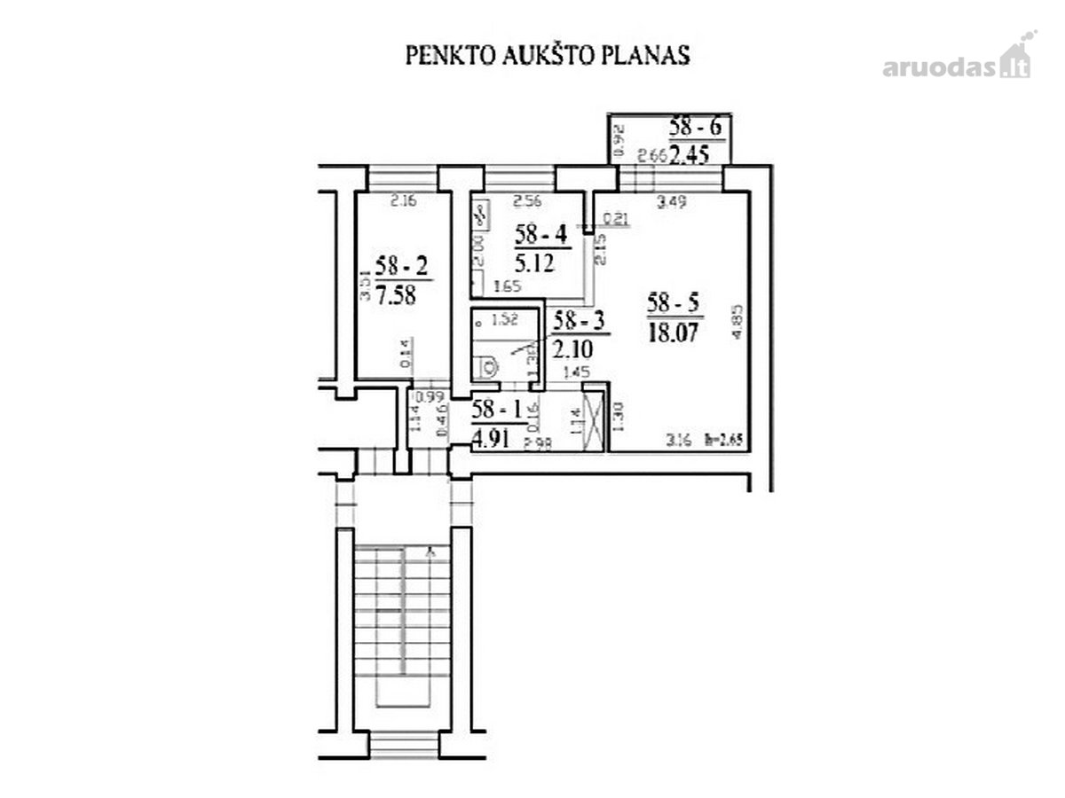 Nuomojamas Perplanuotas 2 K., 40,23 Kv. M. - nuotraukos Nr. 46