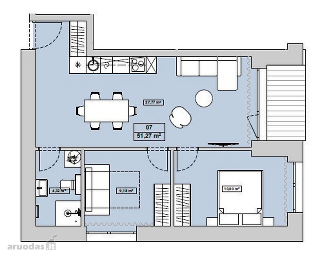 3 kamarių apartamentai su jau baigta apdaila. - nuotraukos Nr. 10