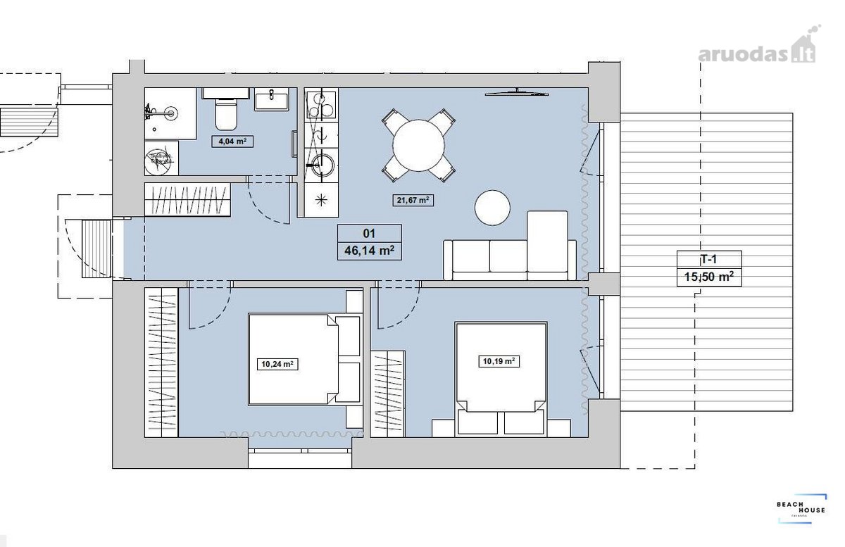 3 kambarių apartamentai su pilna apdaila ir - nuotraukos Nr. 5