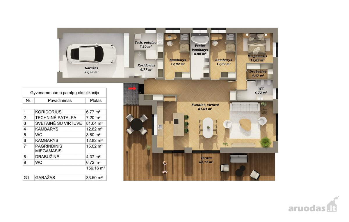 Parduodamas 194,95 m² A+ klasės vieno aukšto - nuotraukos Nr. 8