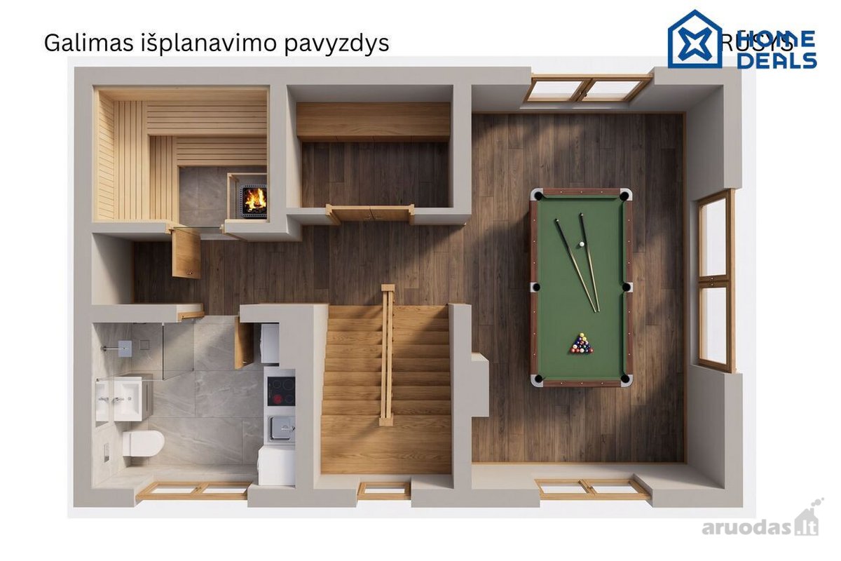 Dabartinis namo baigtumas – 61 %, planuojamas - nuotraukos Nr. 36