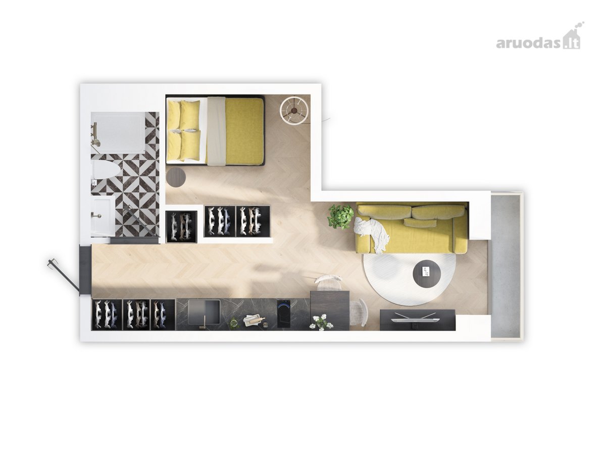 101 000 € – 24,80 m² apartamentai šalia Ozo parko - nuotraukos Nr. 3