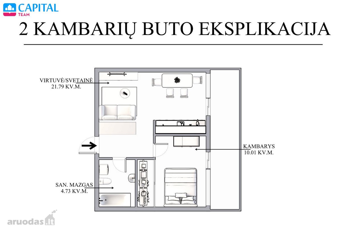 Nuomojamas Šviesus Ir Jaukus Butas – Miesto - nuotraukos Nr. 13