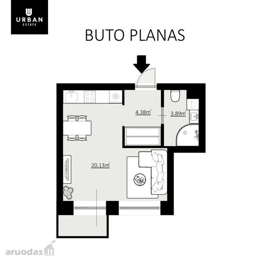 Funkcionalaus Išplanavimo Butas Išvystytame - nuotraukos Nr. 17