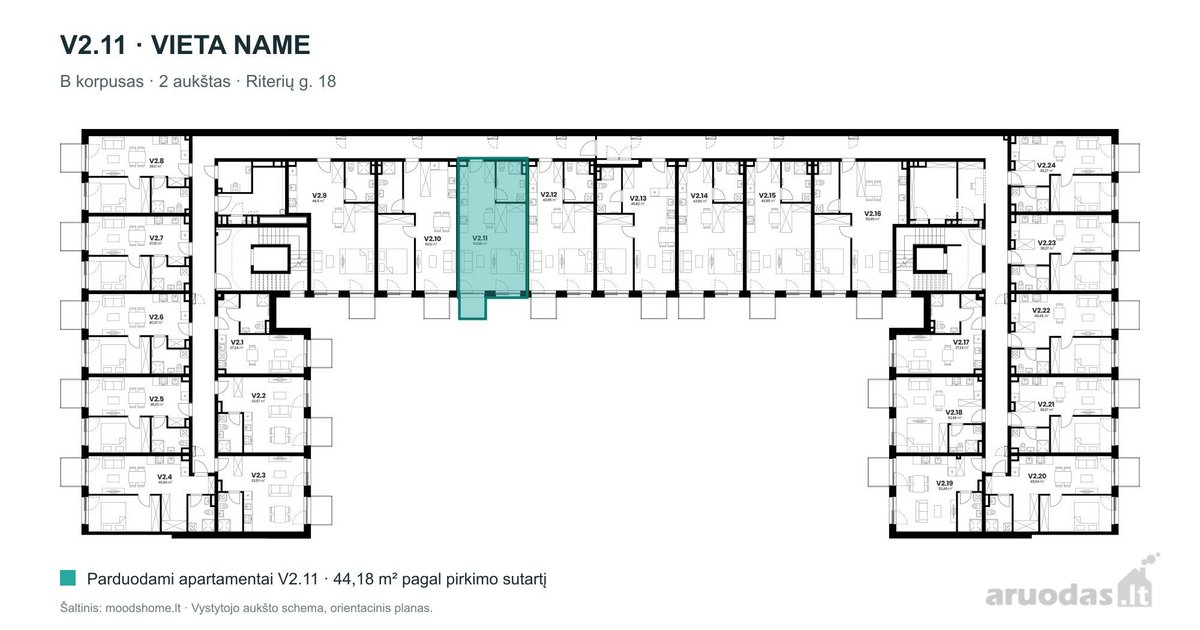 44,18 M² Apartamentai Su Balkonu Projekte - nuotraukos Nr. 4