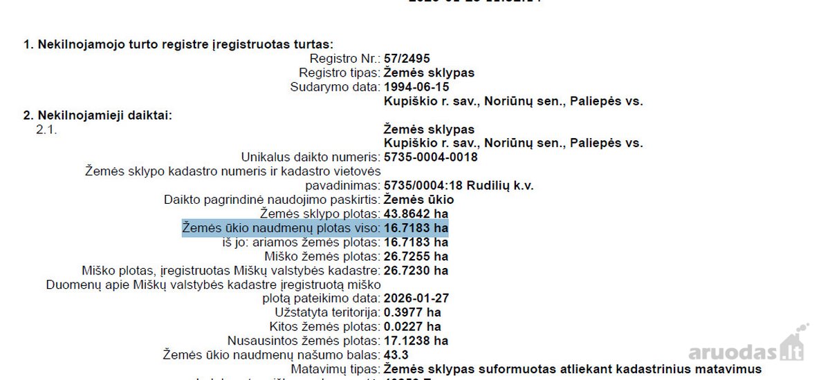  Parduodamas  16,7 ha žemės ūkio paskirties - nuotraukos Nr. 2