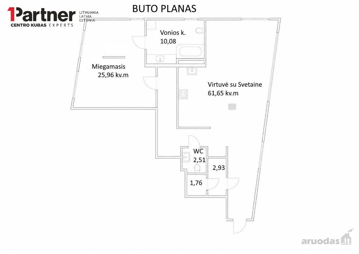 Parduodamas erdvus dviejų kambarių butas, pro - nuotraukos Nr. 19