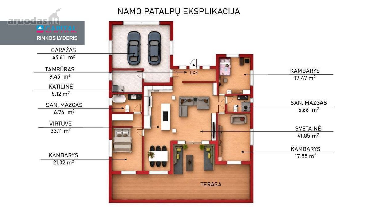Modernus Vieno Aukšto Namas Su 50 Arų Nuosavu - nuotraukos Nr. 2
