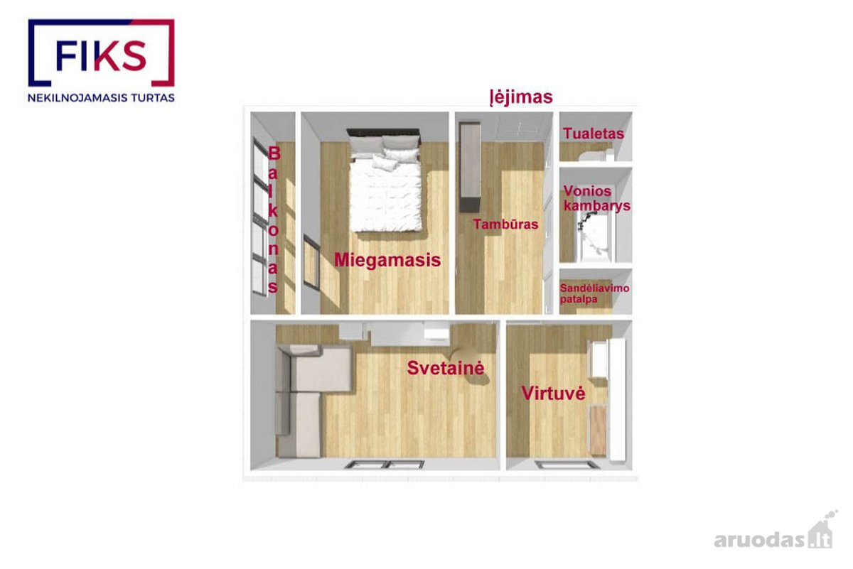 Parduodamas Dviejų Nepereinamų Kambarių Butas - nuotraukos Nr. 13