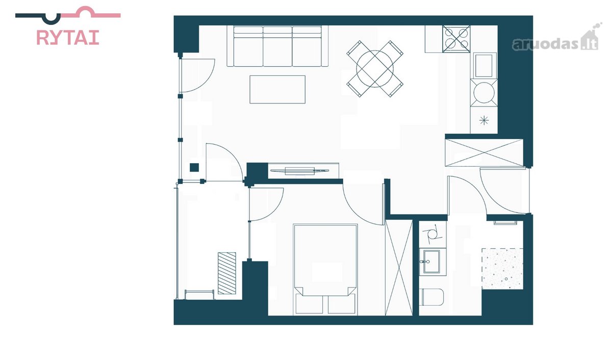 Parduodamas 2 kambarių butas pirmame aukšte - nuotraukos Nr. 15
