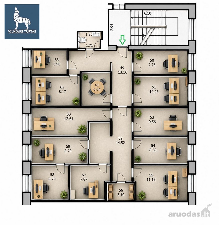 Kabinetai Šnipiškėse – Nuo 230 €/mėn., Viskas - nuotraukos Nr. 17