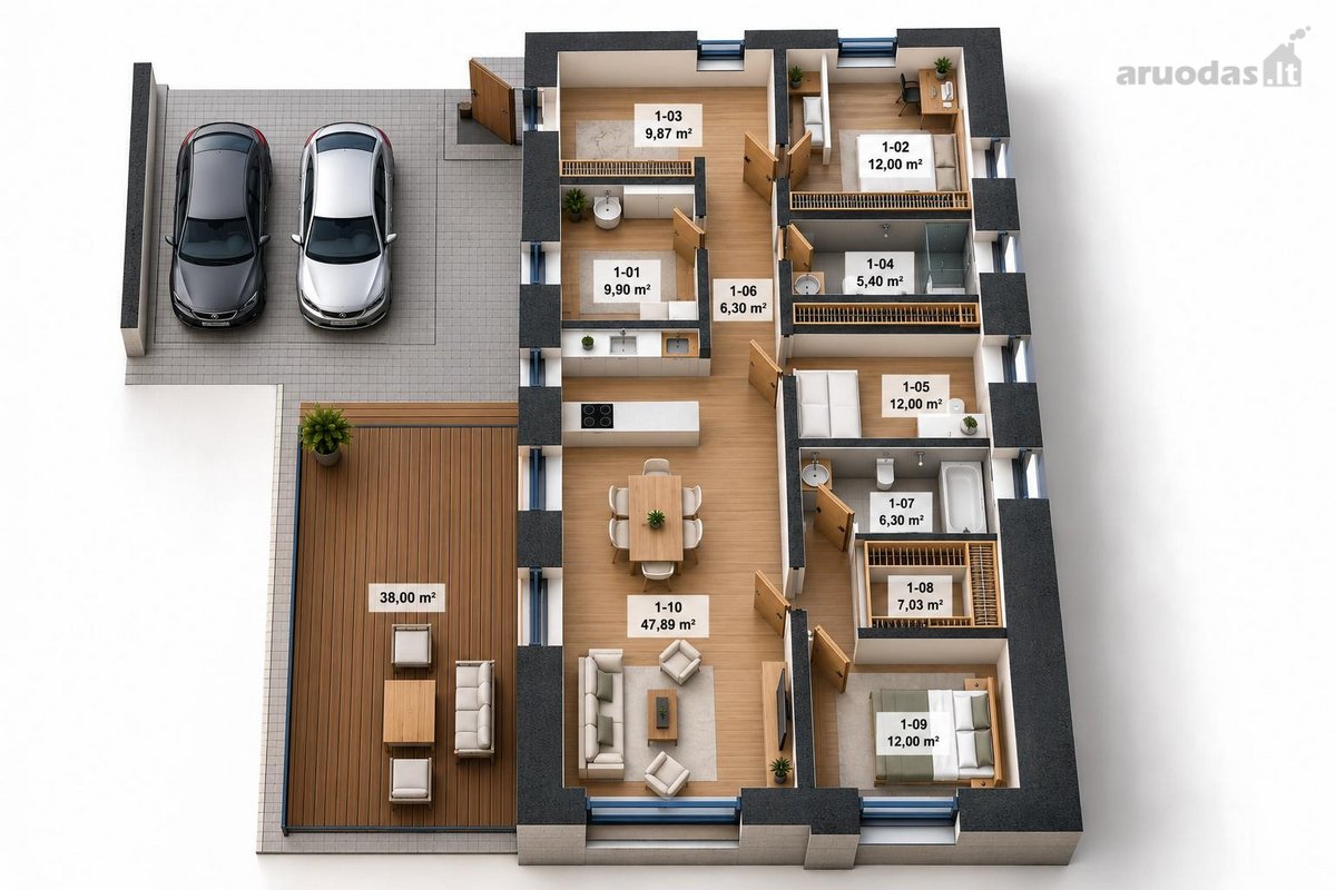 Parduodamas Naujos Statybos 128,69 M² Vieno - nuotraukos Nr. 20
