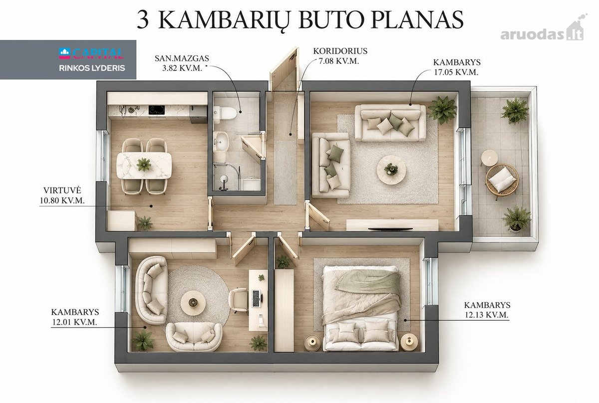 Jaukus Ir Erdvus 3 Kambarių Butas Nemenčinėje - nuotraukos Nr. 22