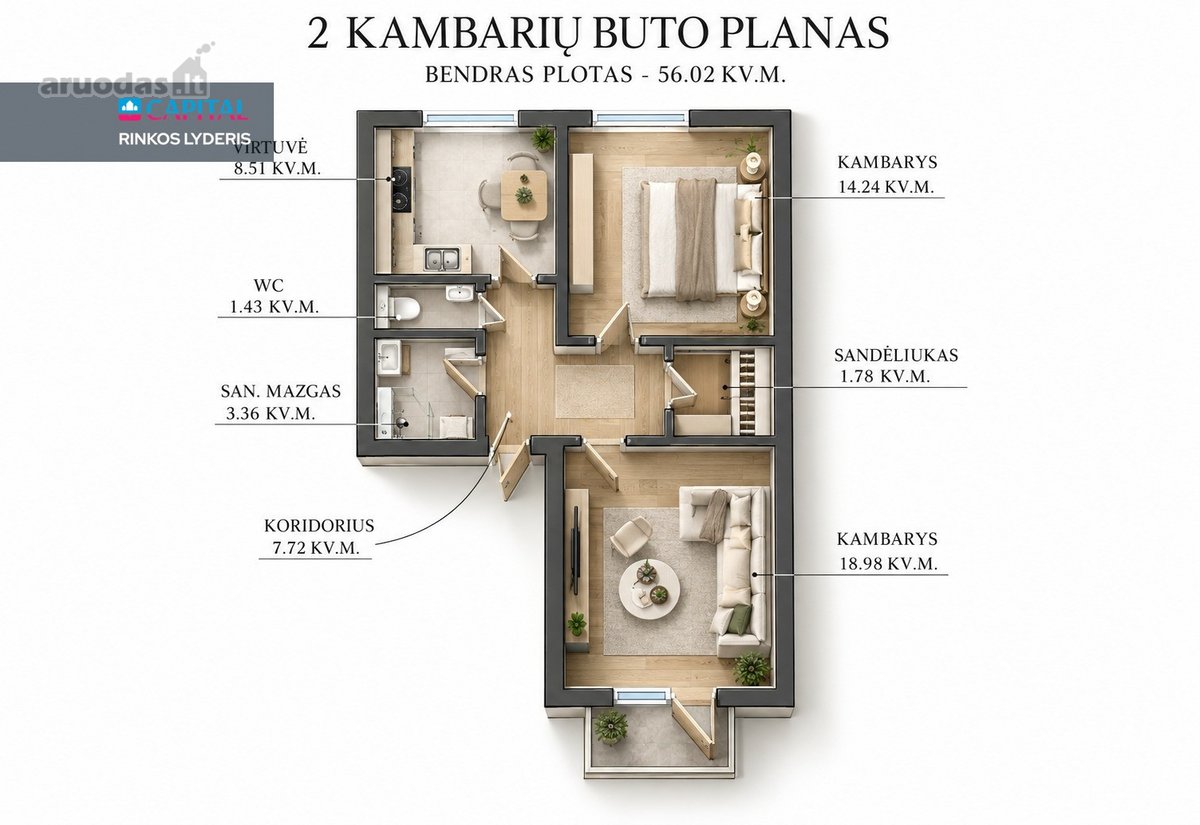 Parduodamas 2 Kambarių Butas Kauno G. – - nuotraukos Nr. 17