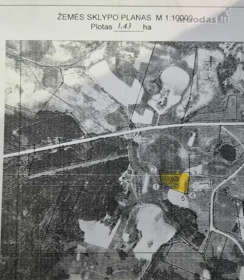 Parduodamas erdvus 1,43 ha (143 a) sklypas - nuotraukos Nr. 2
