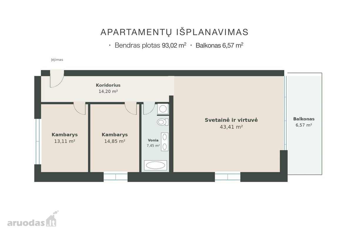 Parduodami Erdvūs 3 Kambarių, 93,02 m² Ploto - nuotraukos Nr. 17