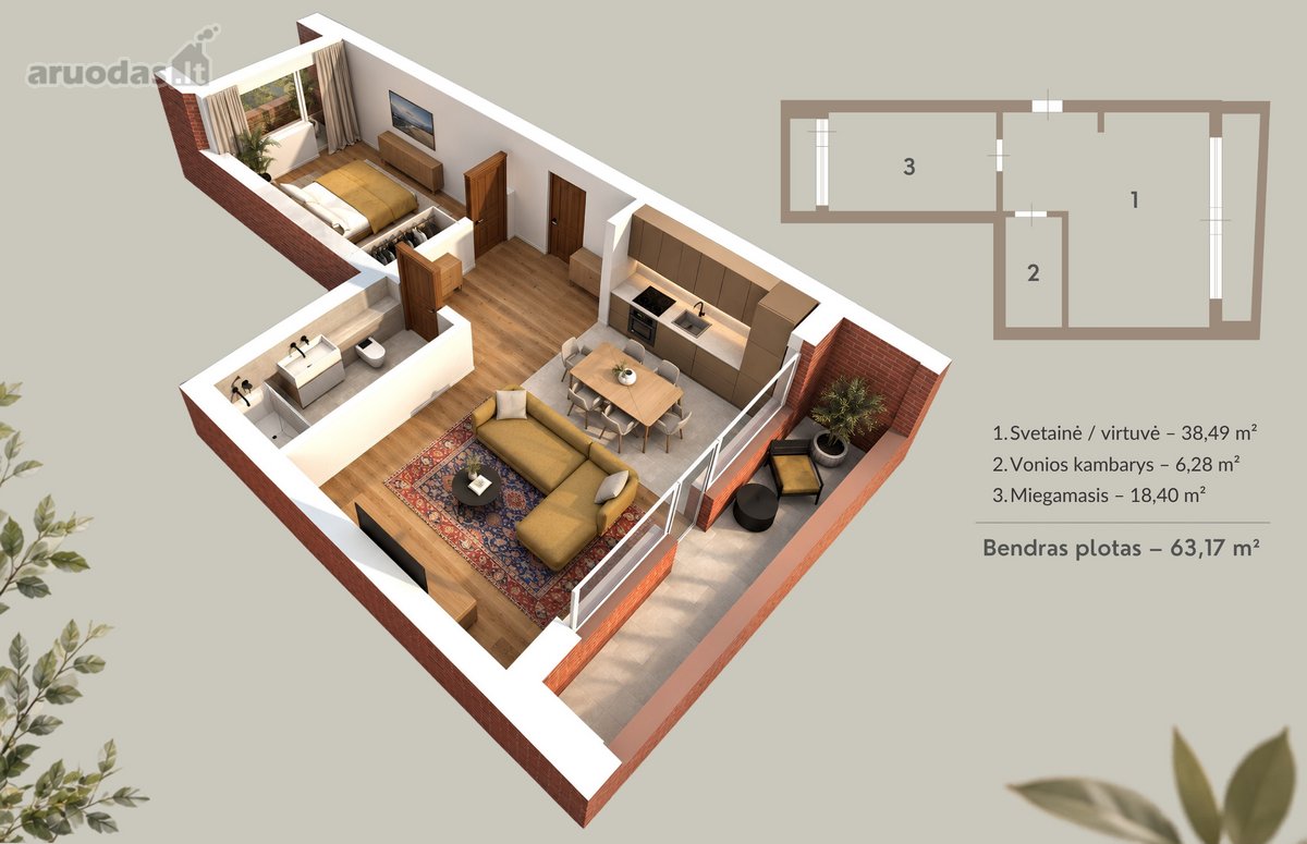 Reta Kombinacija Klaipėdos Centre: Erdvus 2 - nuotraukos Nr. 39