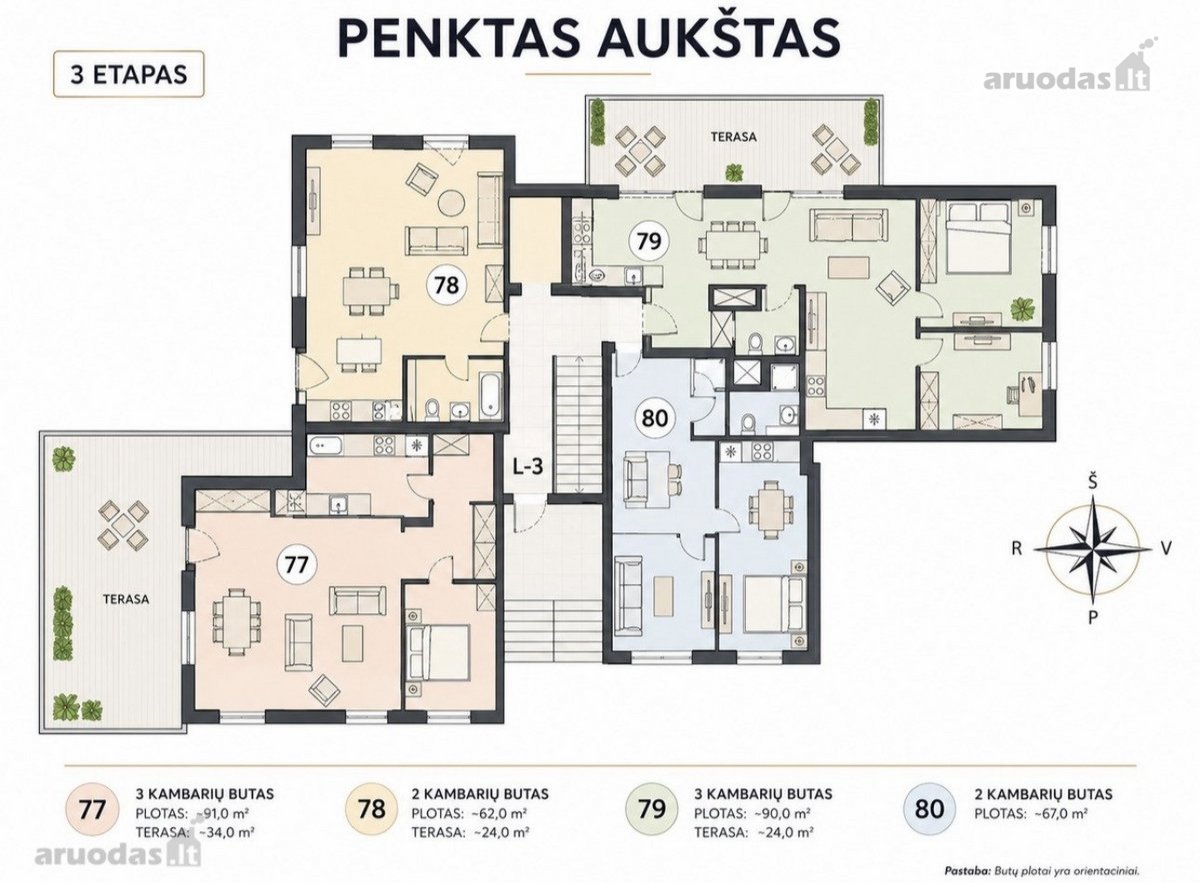 Parduodamas 43 Kv. M Butas Su Terasa Naujos - nuotraukos Nr. 16
