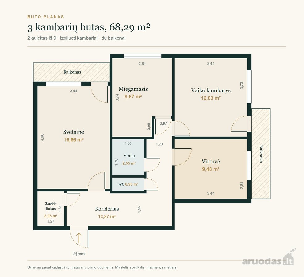 Tvarkingas 3 kambarių butas Pašilaičiuose – - nuotraukos Nr. 29