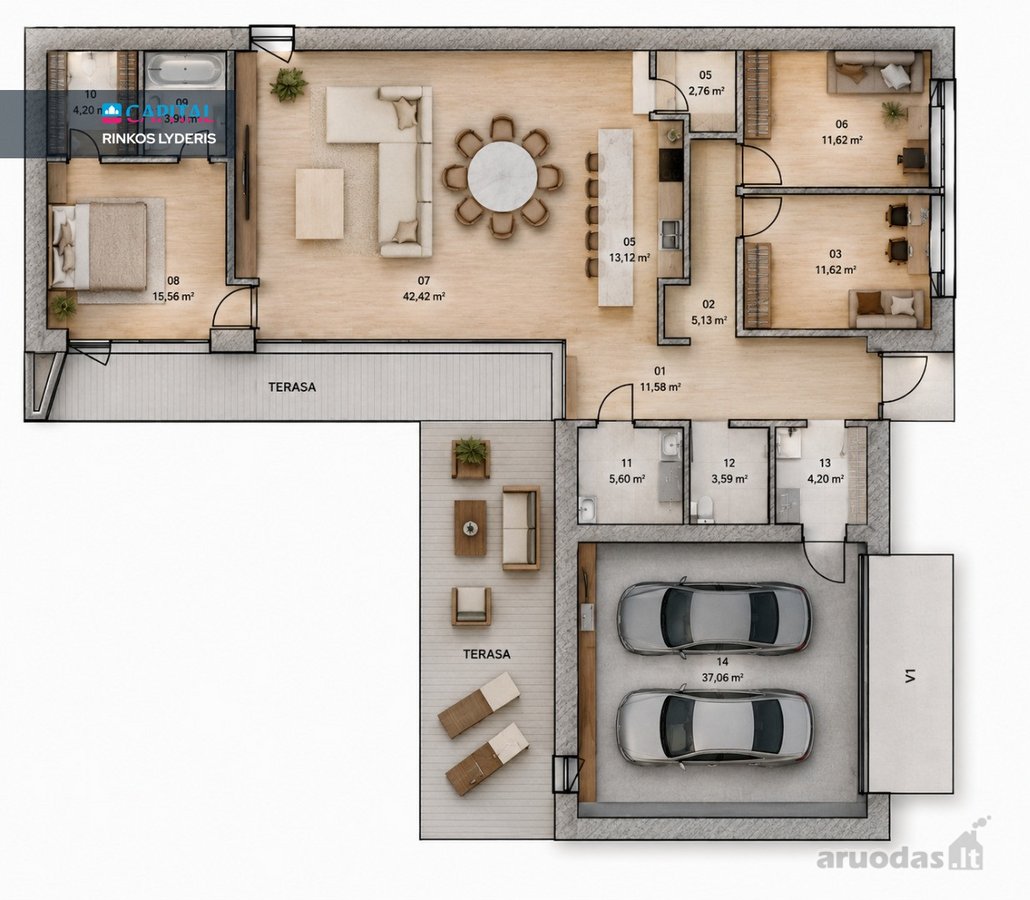 Išskirtinės architektūros A++ klasės vieno - nuotraukos Nr. 17