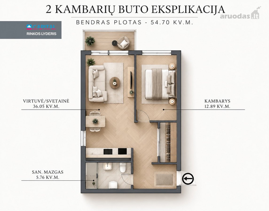 Parduodamas Jaukus Ir Funkcionalus Butas - nuotraukos Nr. 19