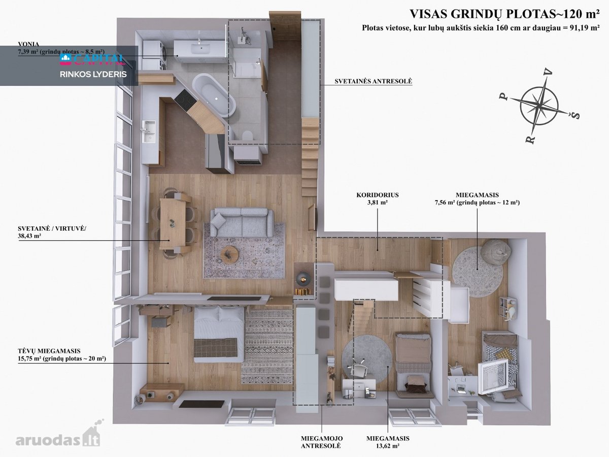 Visas grindų plotas apie 120 m², 3 - nuotraukos Nr. 43