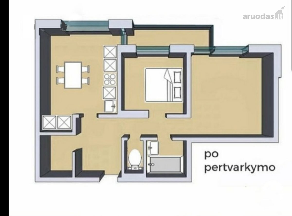 Jaukiai moderniai įrengtas dviejų kambarių - nuotraukos Nr. 12