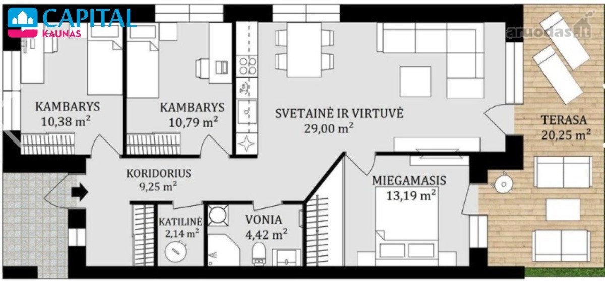 Išnuomojamas naujai įrengtas su visais - nuotraukos Nr. 23
