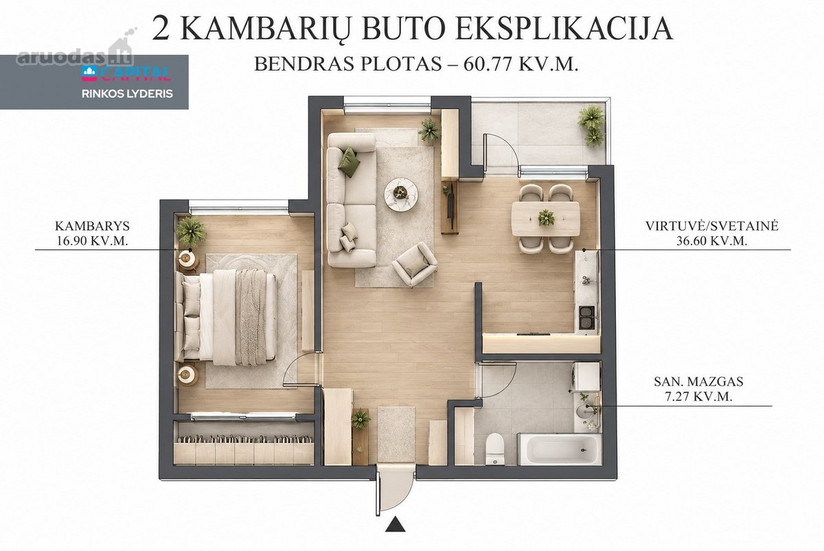 Parduodamas Šviesus Ir Erdvus 2 Kambarių - nuotraukos Nr. 20