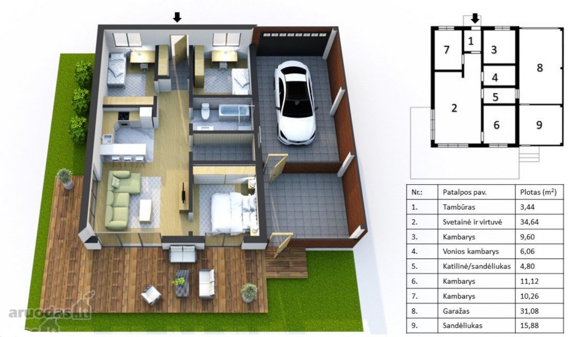 Parduodamas 125 m² Vieno Aukšto Namai Su 15 - nuotraukos Nr. 11