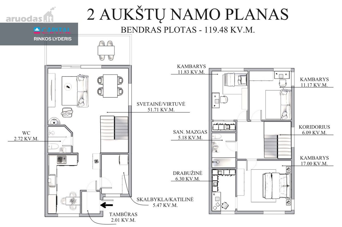 Jaukūs ir erdvūs namai uždarame kvartale - nuotraukos Nr. 43