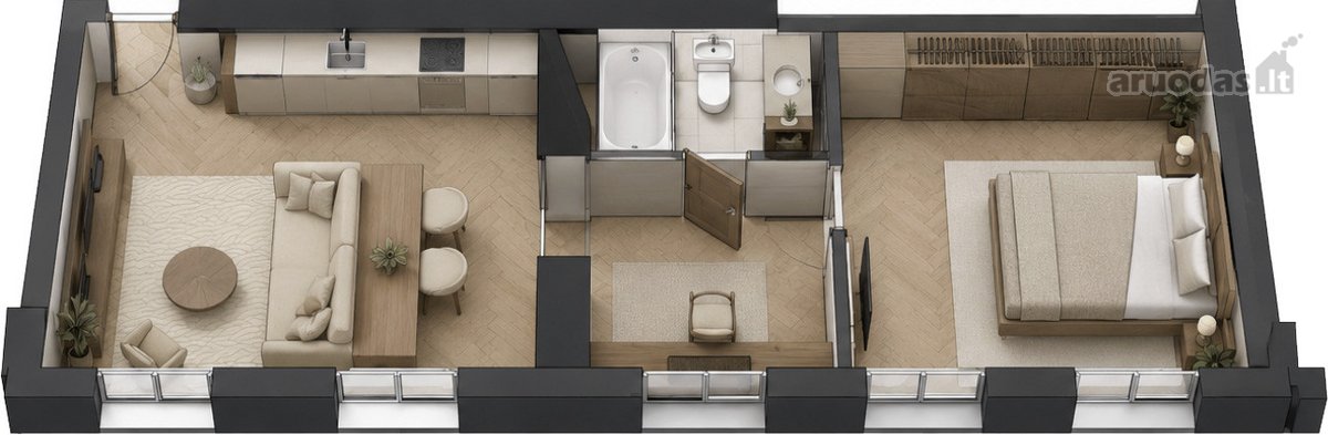 Parduodami išskirtiniai 44,66 m² apartamentai - nuotraukos Nr. 13