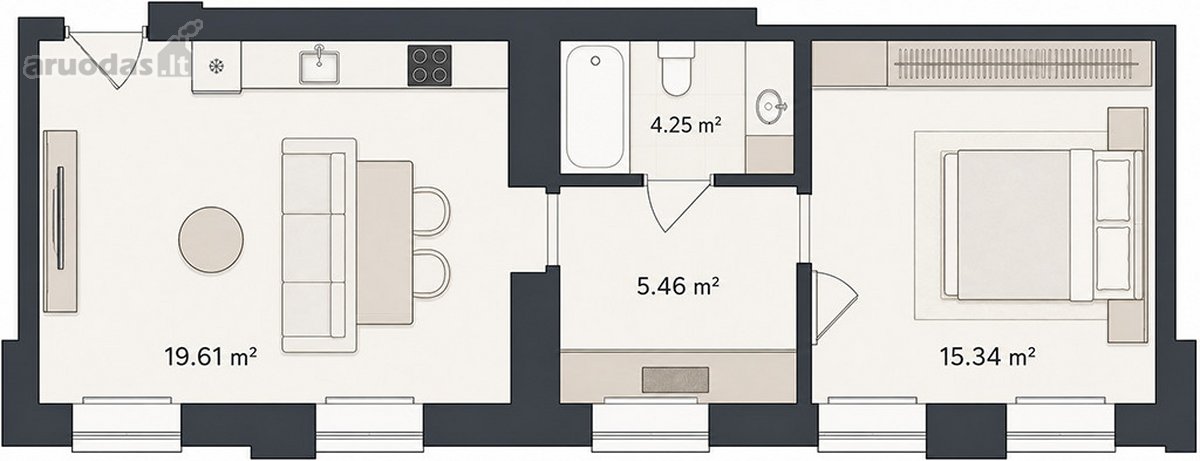 Parduodami išskirtiniai 44,66 m² apartamentai - nuotraukos Nr. 14
