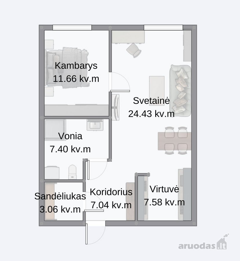 Išnuomojamas 2-jų Kambarių Butas Z. - nuotraukos Nr. 14