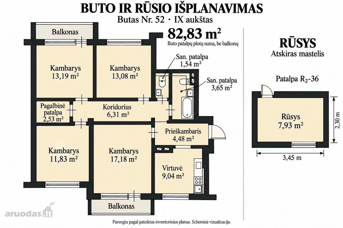 Parduodamas Naujai Įrengtas Keturių Kambarių - nuotraukos Nr. 9
