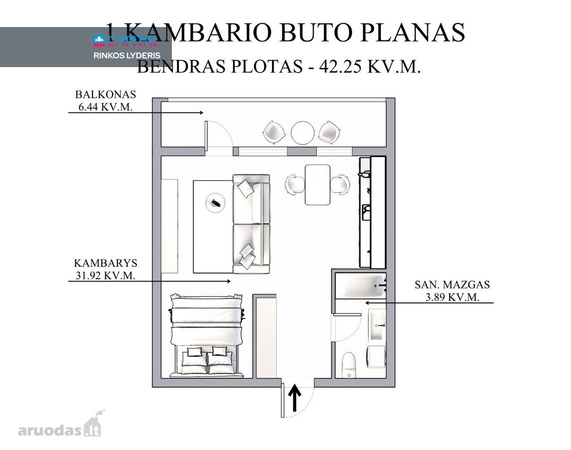 Parduodamas Jaukus Studijos Tipo Butas - nuotraukos Nr. 22