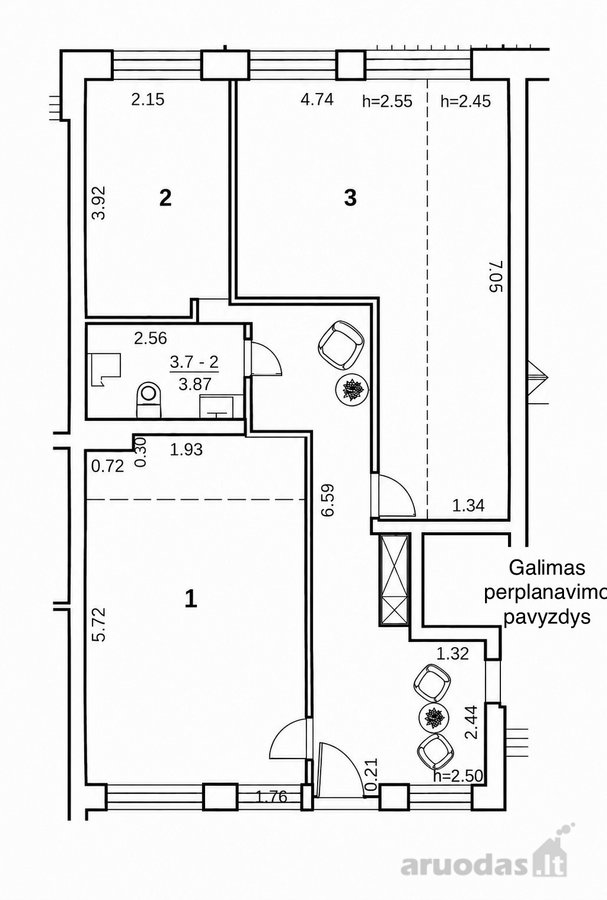 Parduodamos 78 Kv. M Patalpos – Galima - nuotraukos Nr. 2