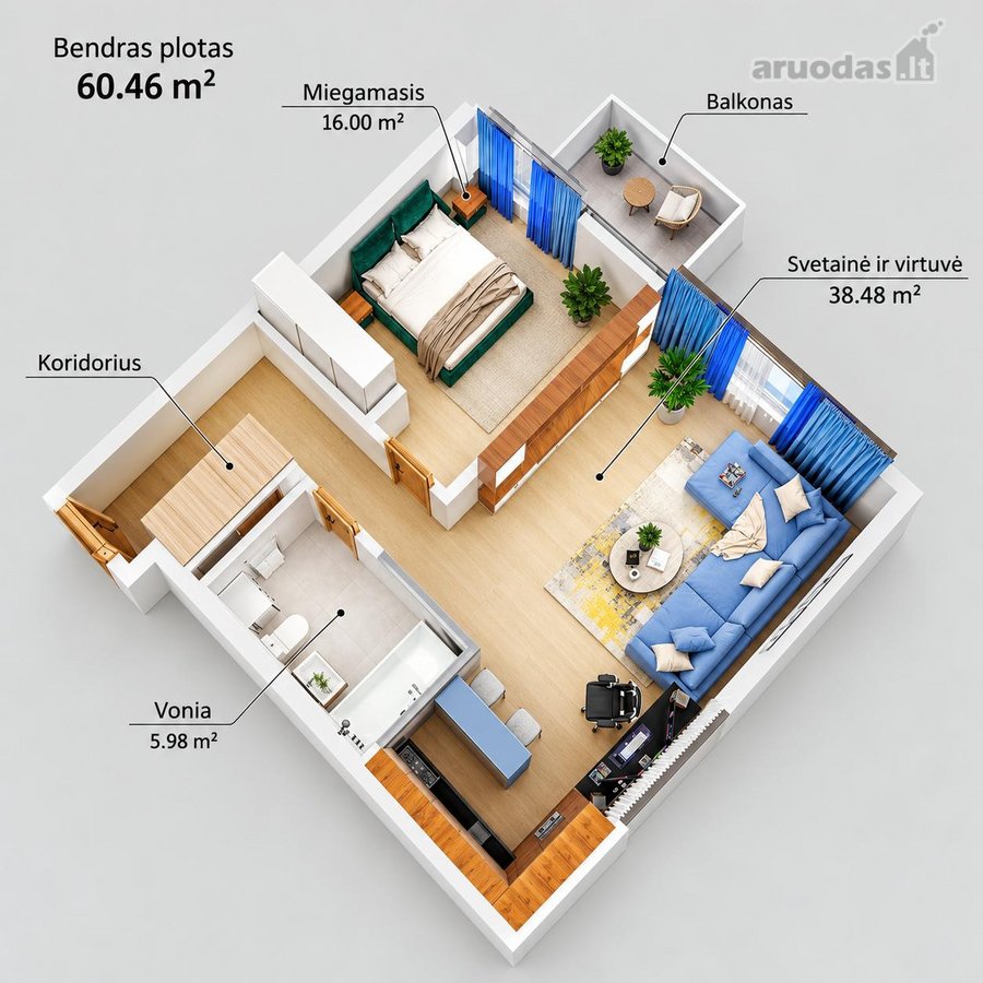 Erdvus Ir Šviesus 2 Kambarių Butas - nuotraukos Nr. 34