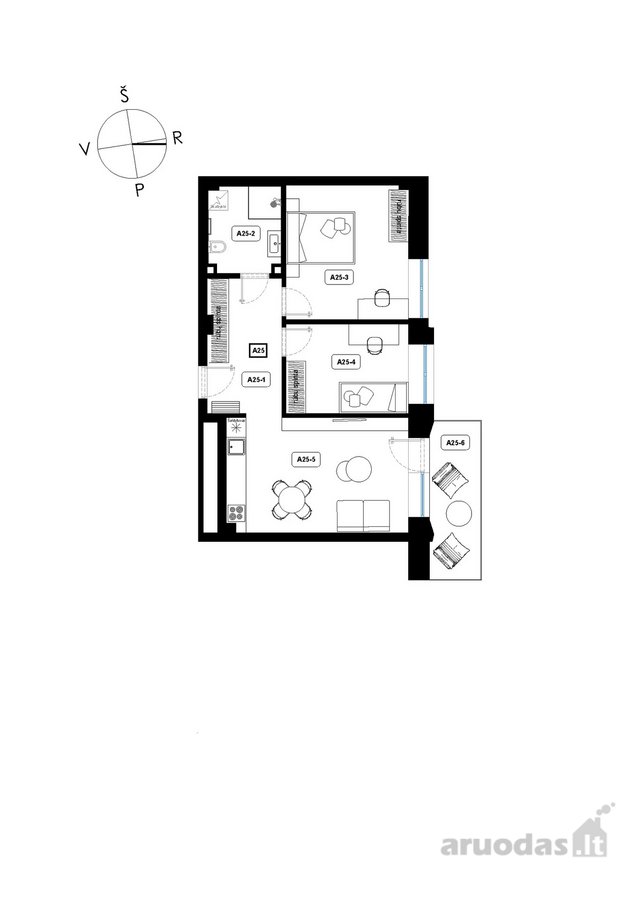 Naujos statybos butas  3 kambariai  7,44 m² - nuotraukos Nr. 4