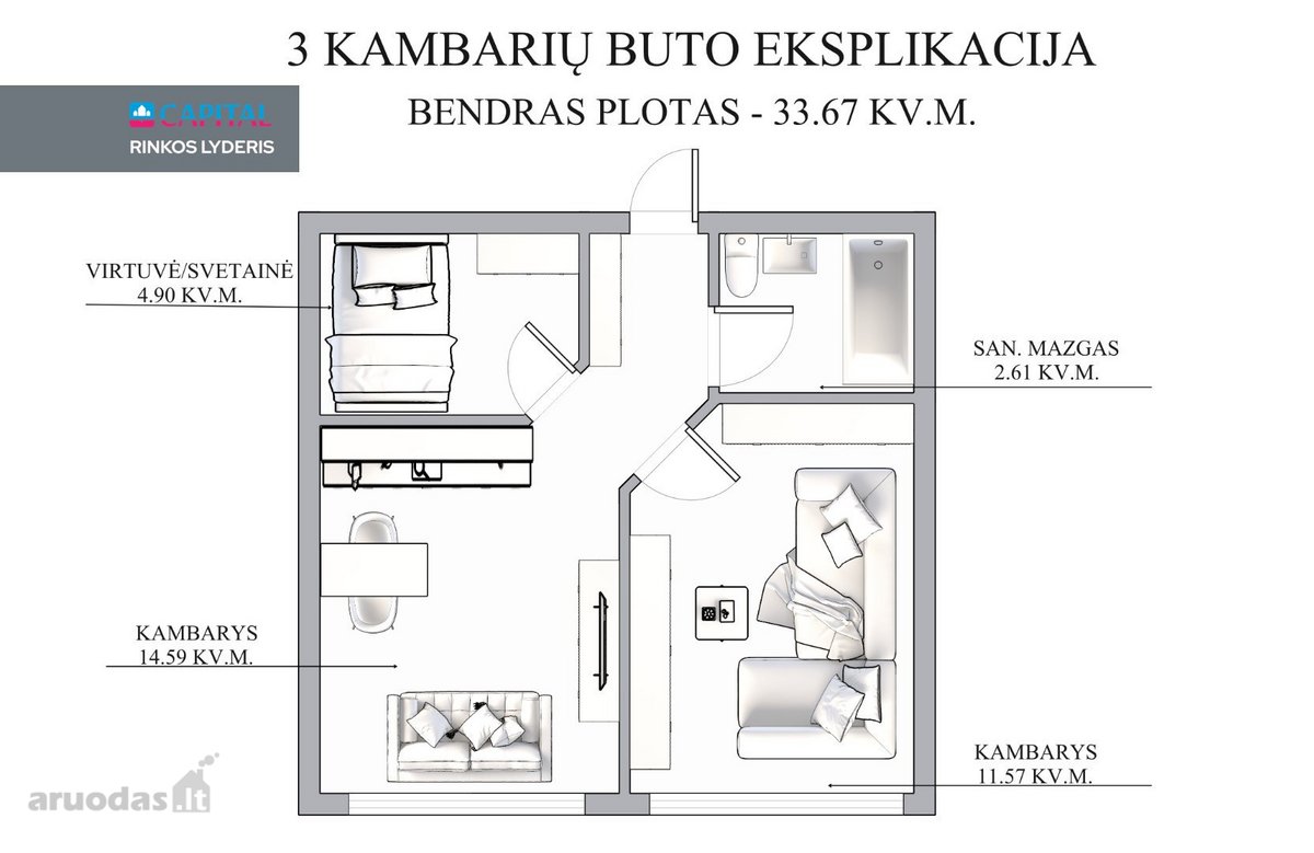 Parduodamas Tvarkingas 3k Butas Kalvarijų G., - nuotraukos Nr. 16