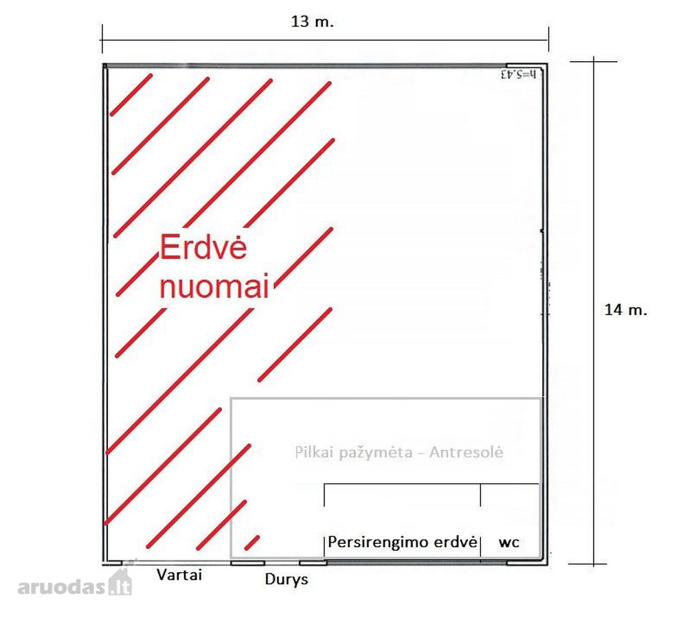 Išnuomojama dalis bendros erdvės - 100 kv.m.  - nuotraukos Nr. 2