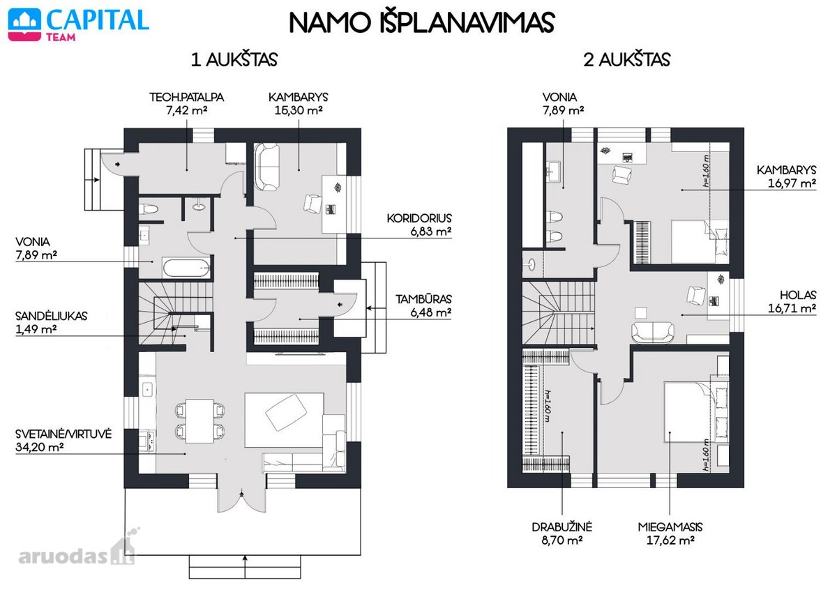 Parduodamas dalinės apdailos dviejų aukštų - nuotraukos Nr. 7