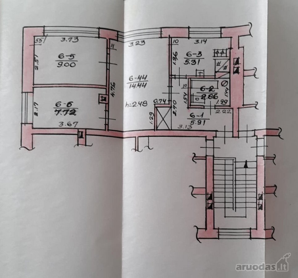 Parduodamas 45,12 kv.m 3 kambarių butas - nuotraukos Nr. 5