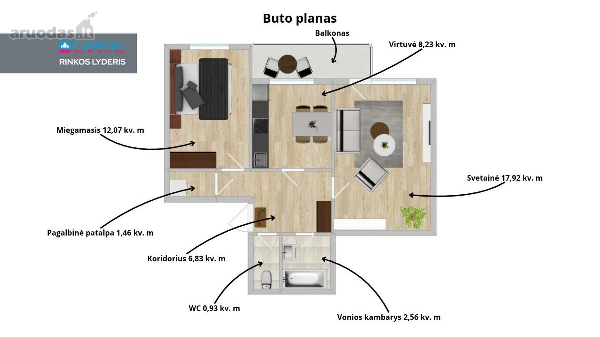 Parduodamas Tvarkingas Ir Erdvus 2 Kambarių - nuotraukos Nr. 21
