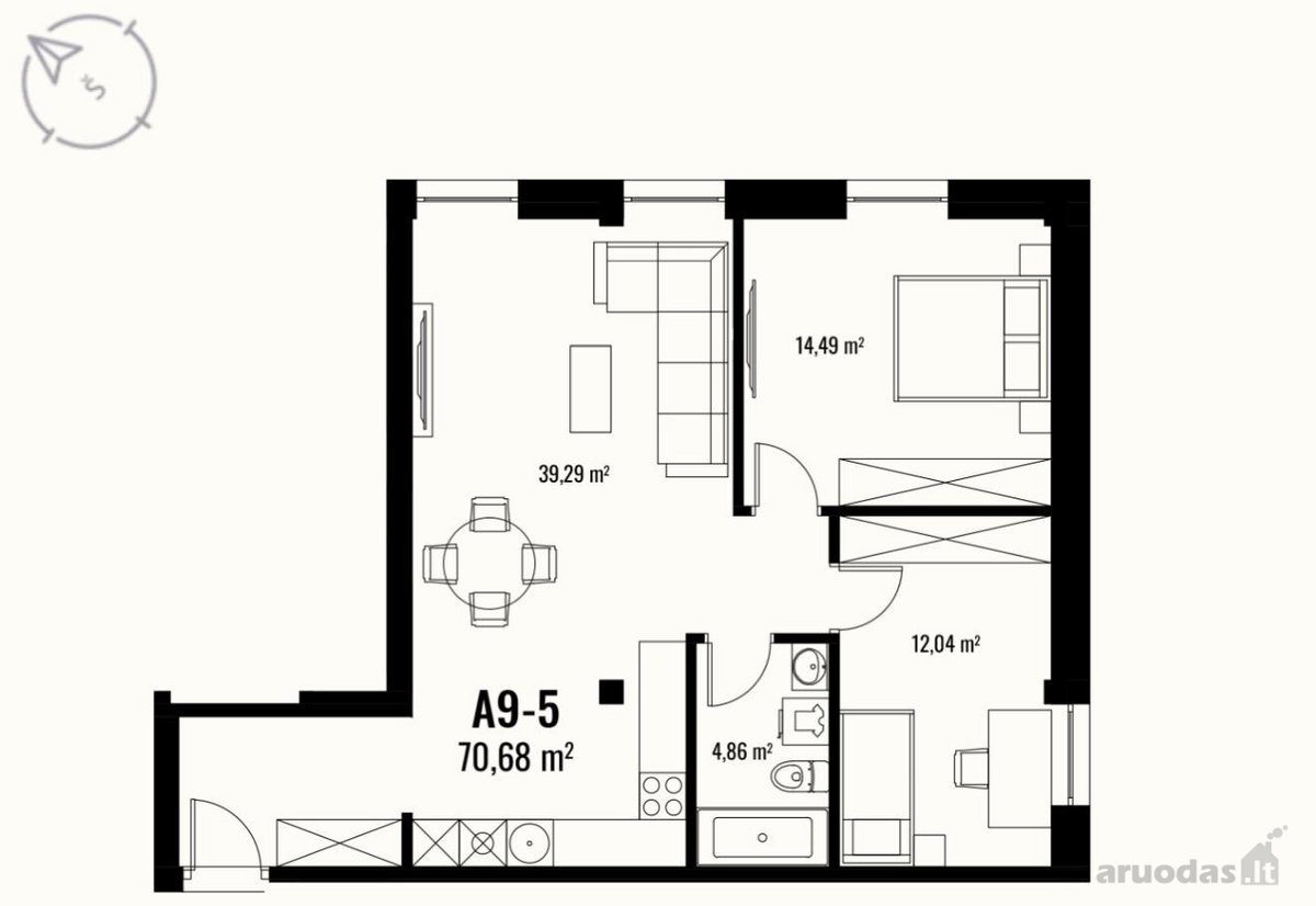 Nuomojamas Naujas 3 Kambarių Butas "Danės - nuotraukos Nr. 17